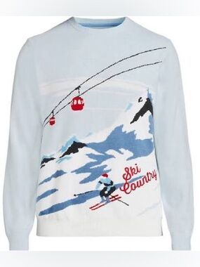 SOLD OUT Men’s Long Sleeve Fine Gauge ‘Ski Country' Holiday Crewneck Sweater